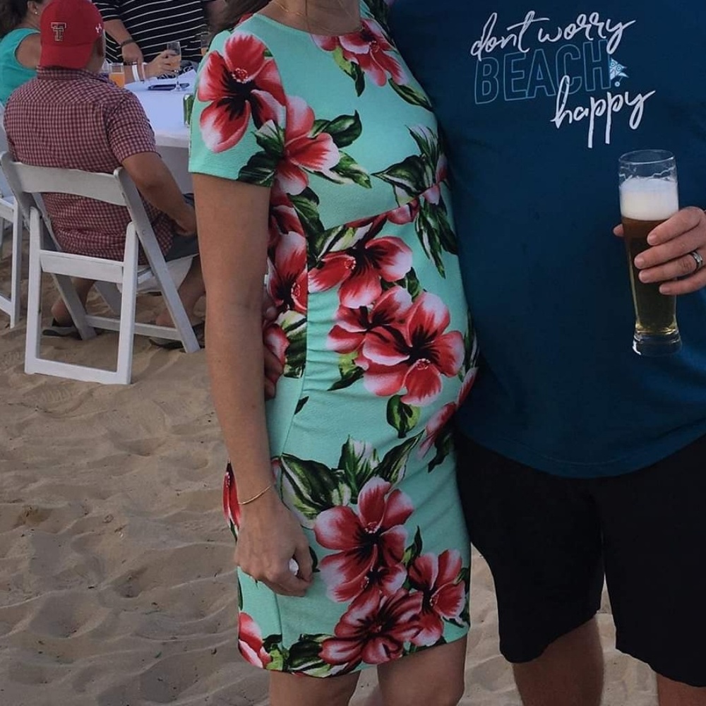 Mint tropical maternity dress